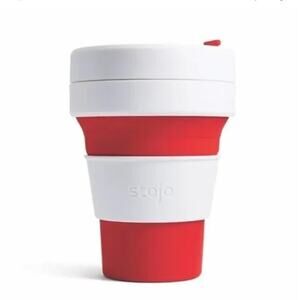 Stojo Red Silicone Collapsible Tumbler Reusable Cup 12 Oz